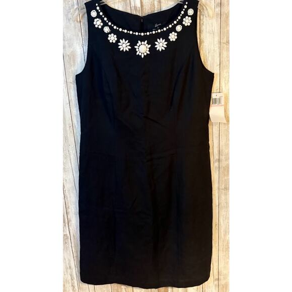 Lennie for Nina Leonard Black Linen Blend Dress - Size 10 NWT - Picture 1 of 10
